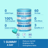Power Gummies Gorgeous Hair and Nails Gummies– Now with 0 Added Sugar & New Heart Shape (2 Months Pack) (Copy) - Power Gummies